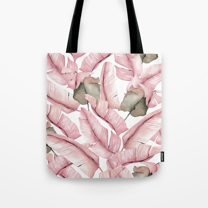 Tropical Banana Leaves, Watercolor Prints Tote Bag Gallery Image 1