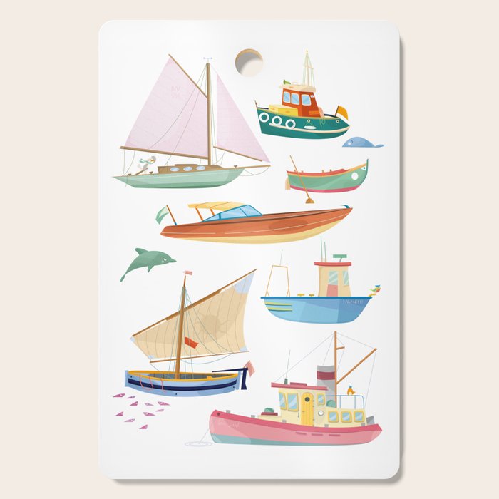 Boats poster Cutting Board Gallery Image 1