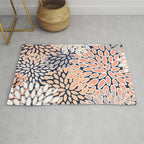 Floral Prints, Navy, Coral, Peach and Gray, Abstract Art, Coloured Prints Rug Gallery Image 1