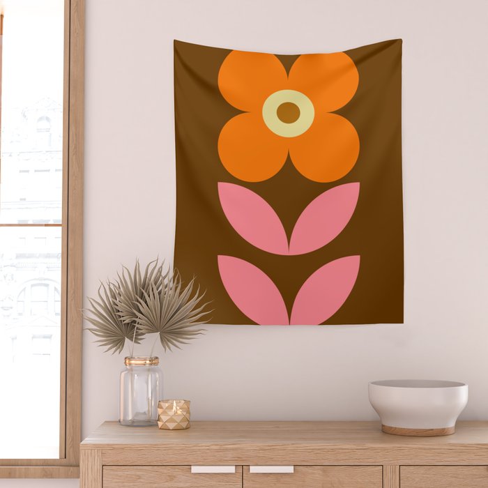 Retro Flower 10A Wall Tapestry Gallery Image 2