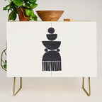 Black & White Minimalist Mid Century Paper collage Funky Black Ink Tribal Geometric by Ejaaz Haniff Credenza Gallery Image 1