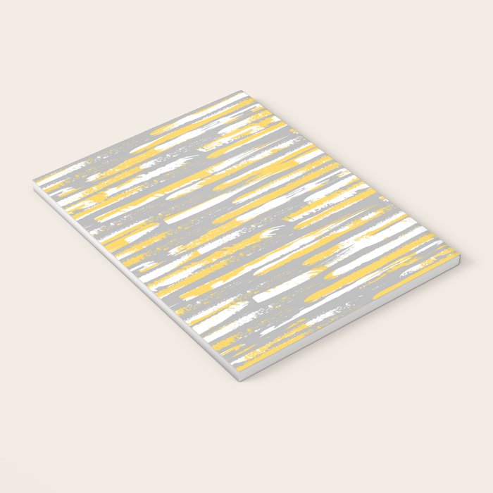Colorful Stripes, Abstract Art, Yellow and Gray Notebook Gallery Image 3