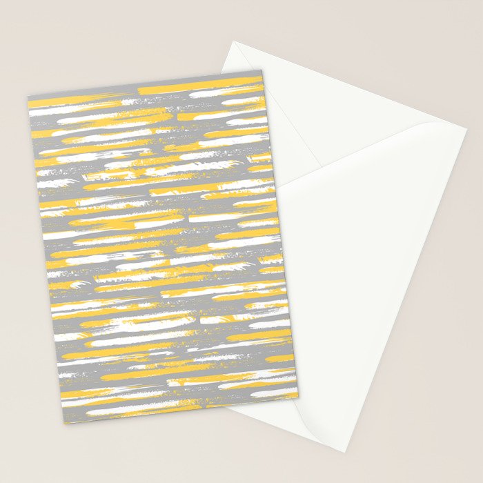 Colorful Stripes, Abstract Art, Yellow and Gray Stationery Card Gallery Image 2