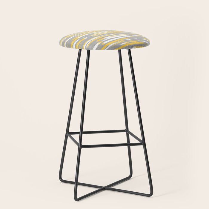 Colorful Stripes, Abstract Art, Yellow and Gray Stool Gallery Image 1