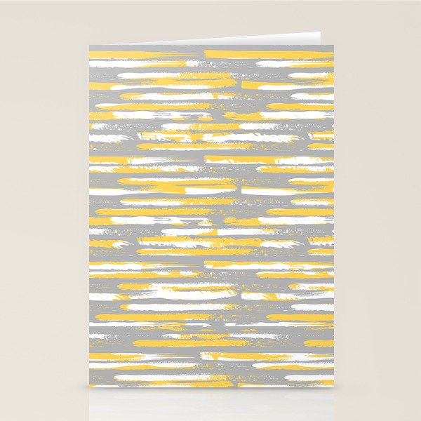 Colorful Stripes, Abstract Art, Yellow and Gray Stationery Card Gallery Image 2