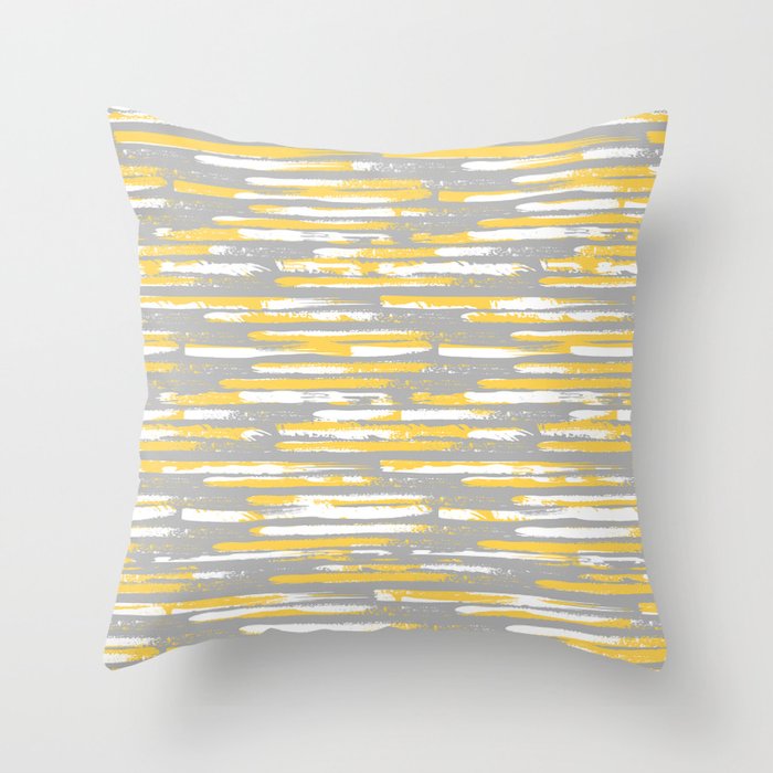 Colorful Stripes, Abstract Art, Yellow and Gray Throw Pillow Gallery Image 6