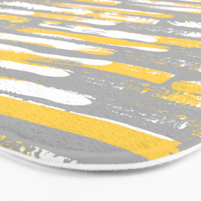 Colorful Stripes, Abstract Art, Yellow and Gray Bath Mat Gallery Image 3