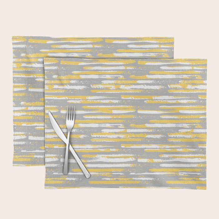 Colorful Stripes, Abstract Art, Yellow and Gray Placemat Gallery Image 1
