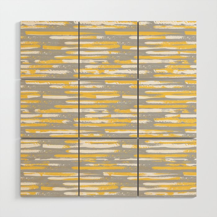 Colorful Stripes, Abstract Art, Yellow and Gray Wood Wall Art Gallery Image 1