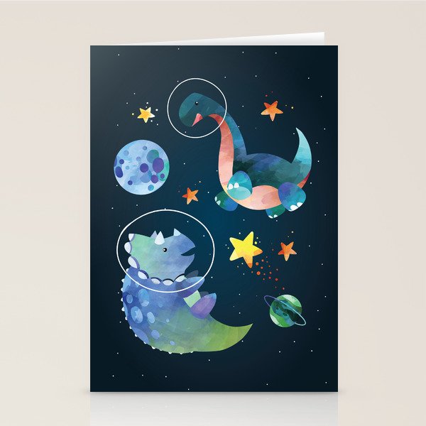 Space Triceratops dinosaur Stationery Card Gallery Image 2