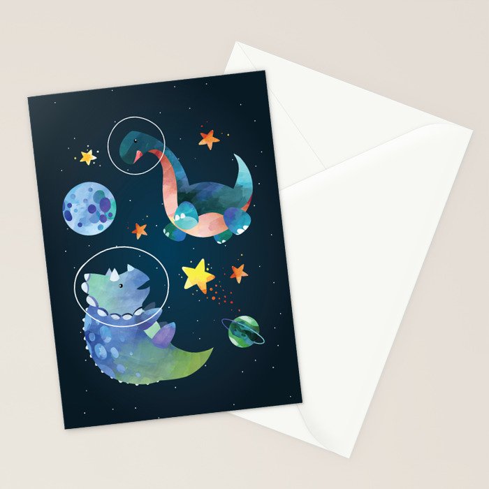 Space Triceratops dinosaur Stationery Card Gallery Image 2