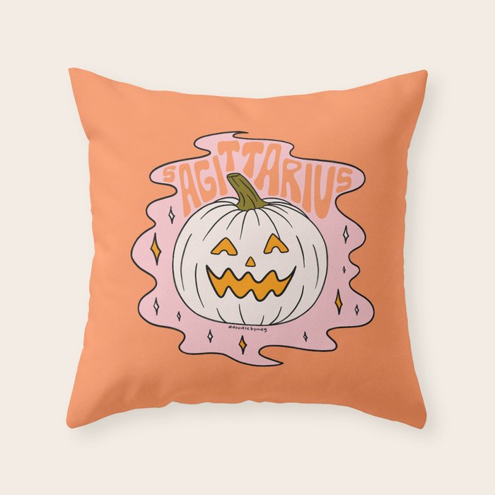 Sagittarius Jack O Lantern Throw Pillow Gallery Image 6