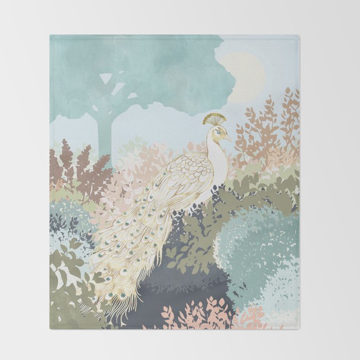 Peacock Garden I Throw Blanket Gallery Image 2