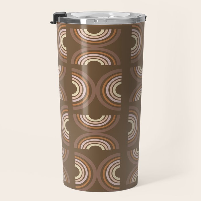 Retro Arches in Brown Travel Mug Gallery Image 3