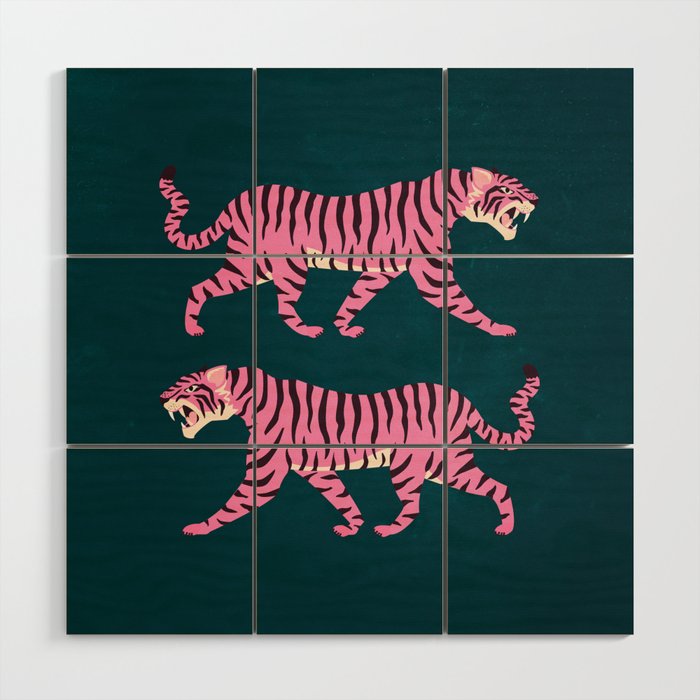 Fierce: Night Race Pink Tiger Edition Wood Wall Art Gallery Image 1