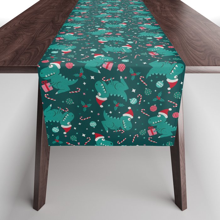 Christmas Dinosaurs Dinos Dinosaur Table Runner Gallery Image 1