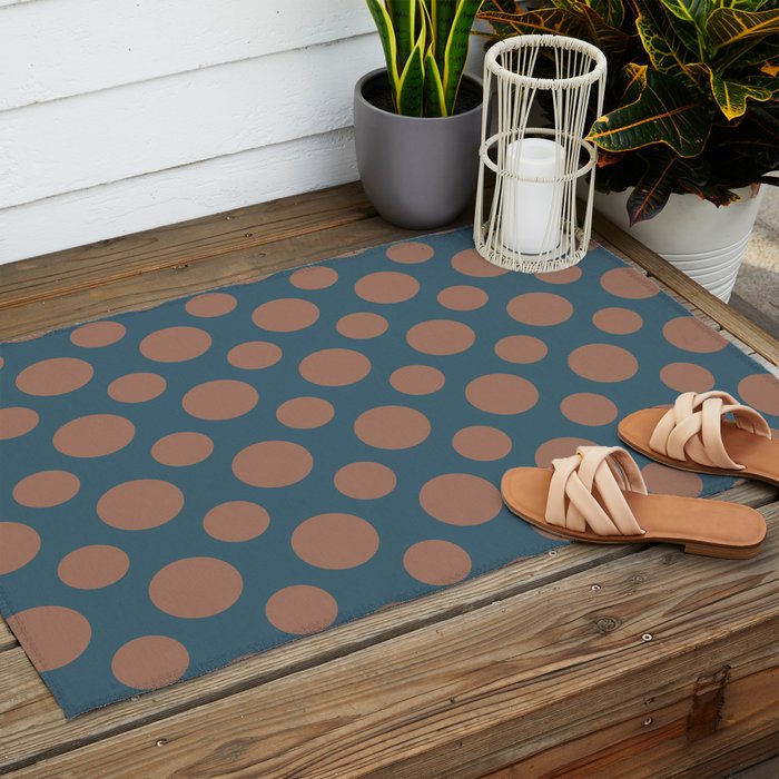 Polka Dots Variable Pattern 3 Inspired by PANTONE 17 1230 Color of the Year Mocha Mousse Outdoor Rug Gallery Image 2
