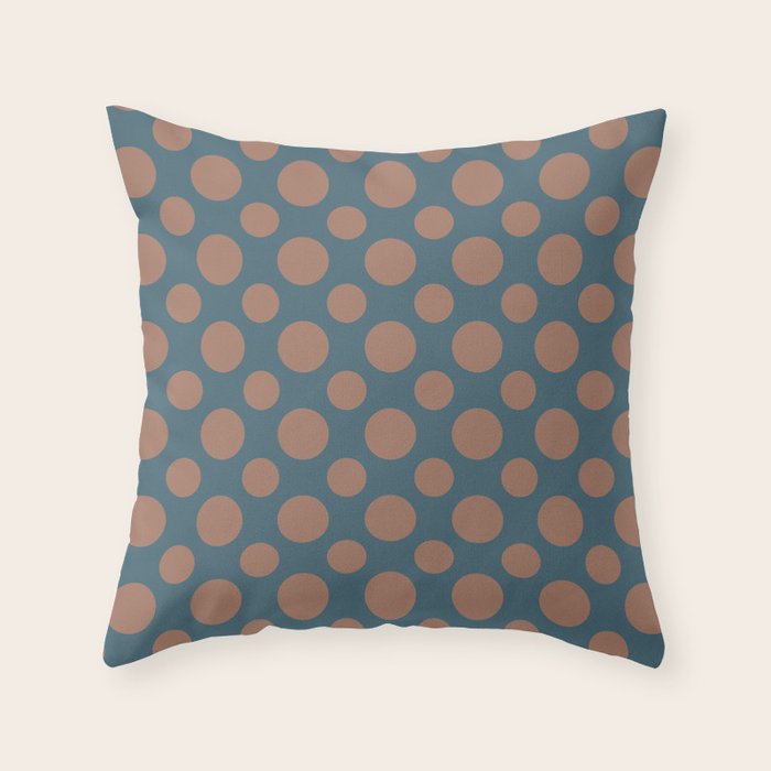 Polka Dots Variable Pattern 3 Inspired by PANTONE 17 1230 Color of the Year Mocha Mousse Throw Pillow Gallery Image 1