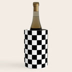 Check Checkered Checkerboard Geometric Black And White Pattern Wine Chiller Gallery Image 2