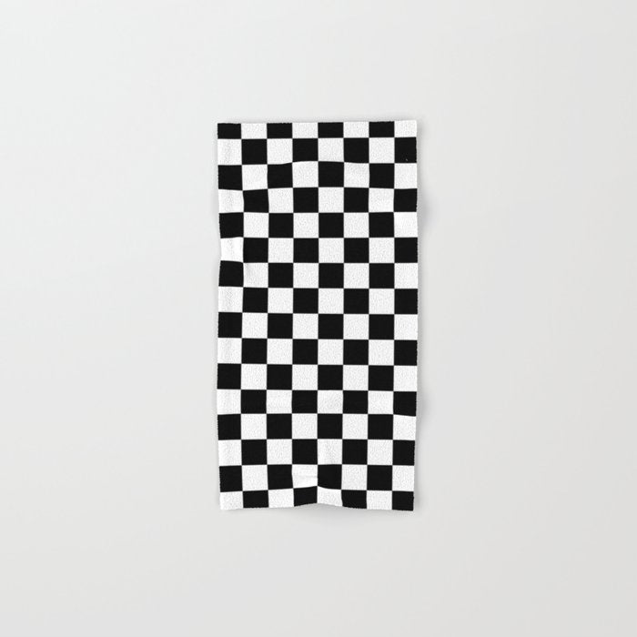 Check Checkered Checkerboard Geometric Black And White Pattern Bath Towel Gallery Image 1