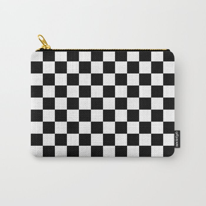 Check Checkered Checkerboard Geometric Black And White Pattern Carry All Pouch Gallery Image 1