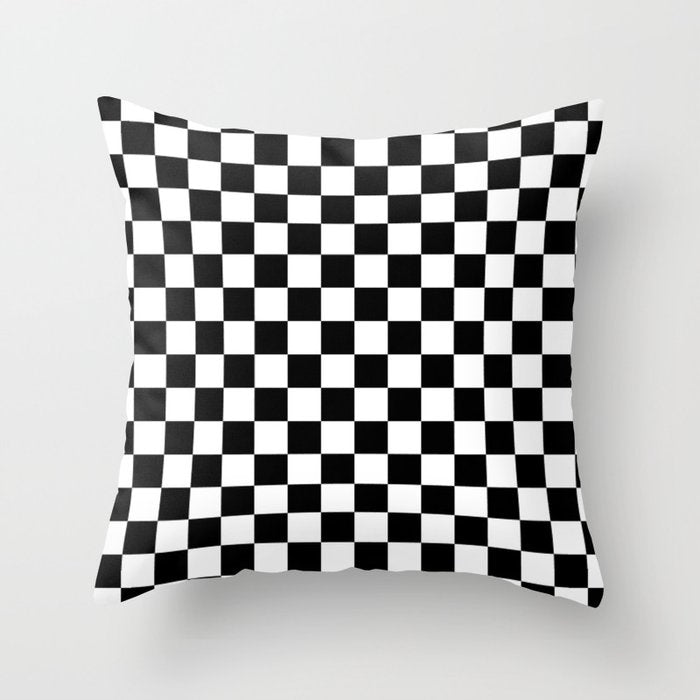 Check Checkered Checkerboard Geometric Black And White Pattern Throw Pillow Gallery Image 6