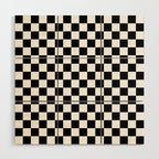 Check Checkered Checkerboard Geometric Black And White Pattern Wood Wall Art Gallery Image 1