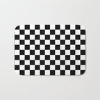 Check Checkered Checkerboard Geometric Black And White Pattern Bath Mat Gallery Image 1