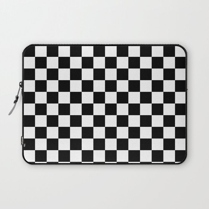 Check Checkered Checkerboard Geometric Black And White Pattern Laptop Sleeve Gallery Image 1