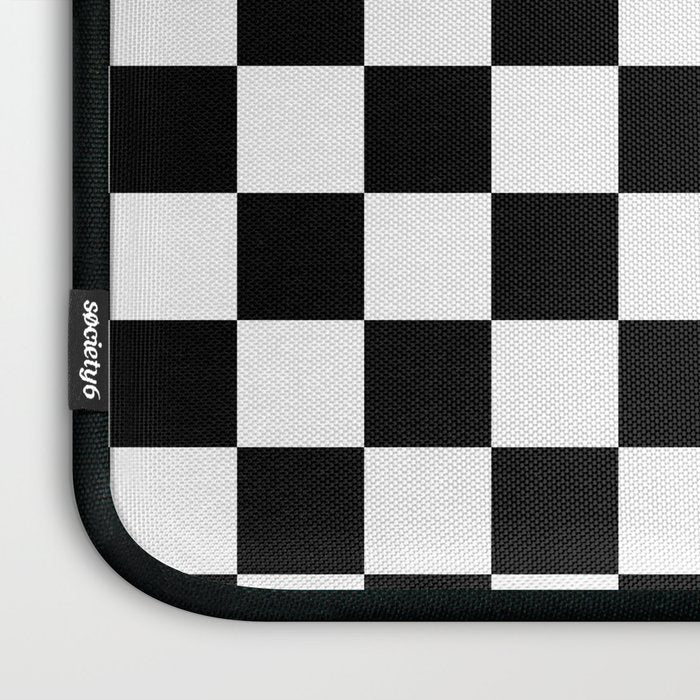 Check Checkered Checkerboard Geometric Black And White Pattern Laptop Sleeve Gallery Image 3