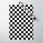 Check Checkered Checkerboard Geometric Black And White Pattern Wrapping Paper Gallery Image 1