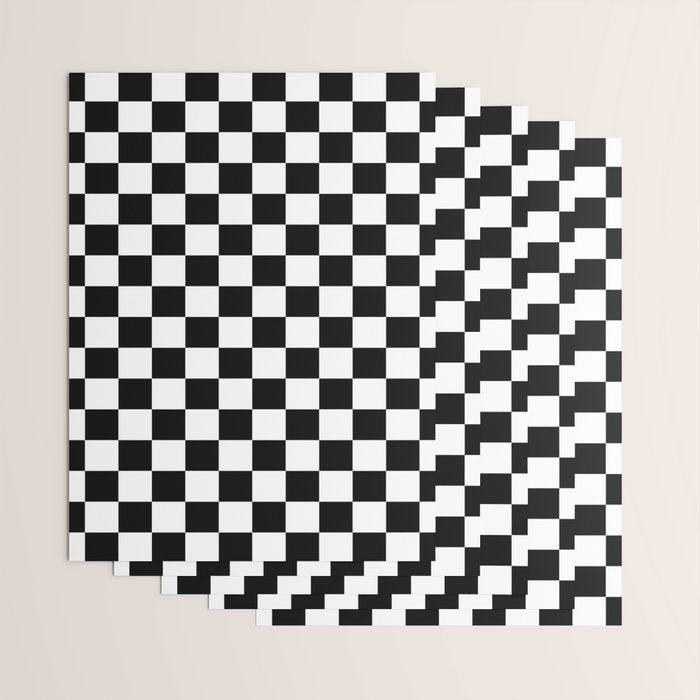 Check Checkered Checkerboard Geometric Black And White Pattern Wrapping Paper Gallery Image 3