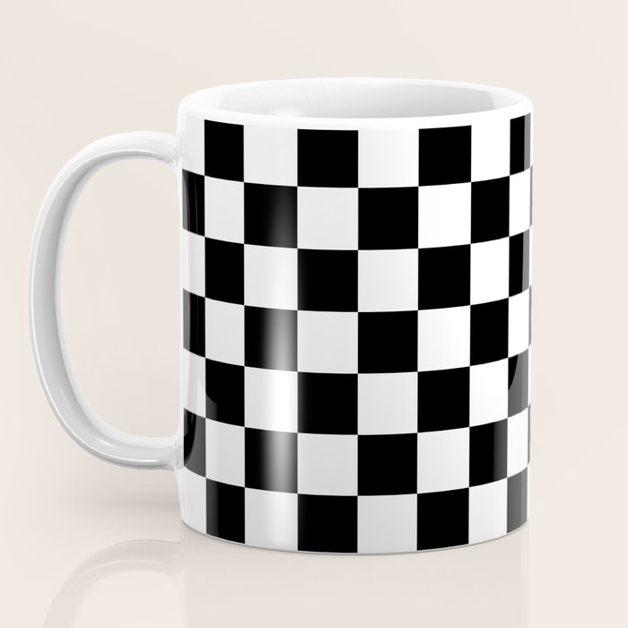 Check Checkered Checkerboard Geometric Black And White Pattern Coffee Mug Gallery Image 3