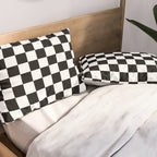 Check Checkered Checkerboard Geometric Black And White Pattern Pillow Sham Gallery Image 2
