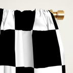 Check Checkered Checkerboard Geometric Black And White Pattern Window Curtain Gallery Image 2