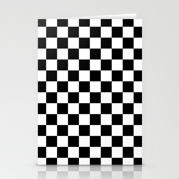 Check Checkered Checkerboard Geometric Black And White Pattern Stationery Card Gallery Image 2