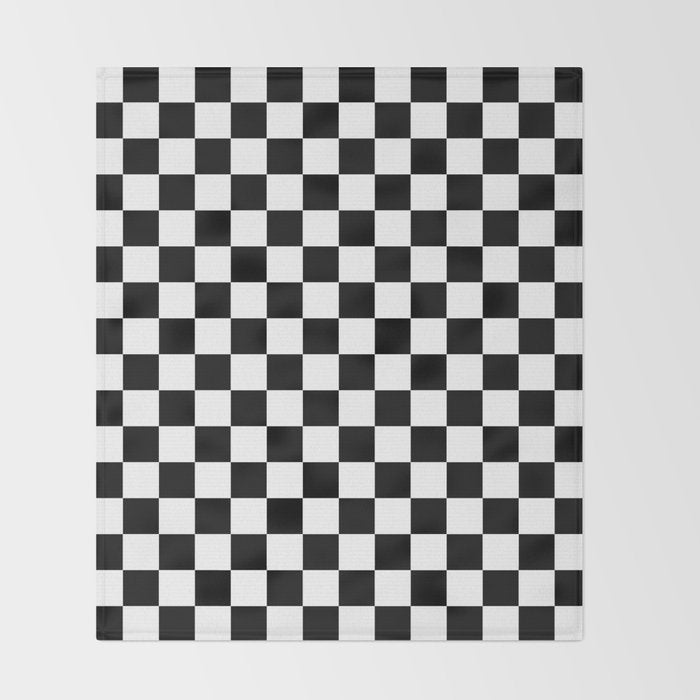 Check Checkered Checkerboard Geometric Black And White Pattern Throw Blanket Gallery Image 2