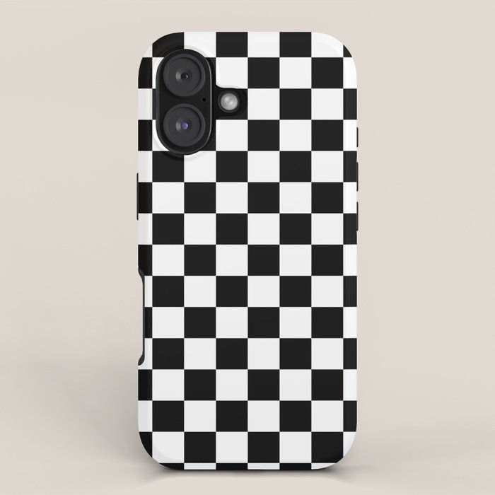 Check Checkered Checkerboard Geometric Black And White Pattern iPhone Case Gallery Image 1