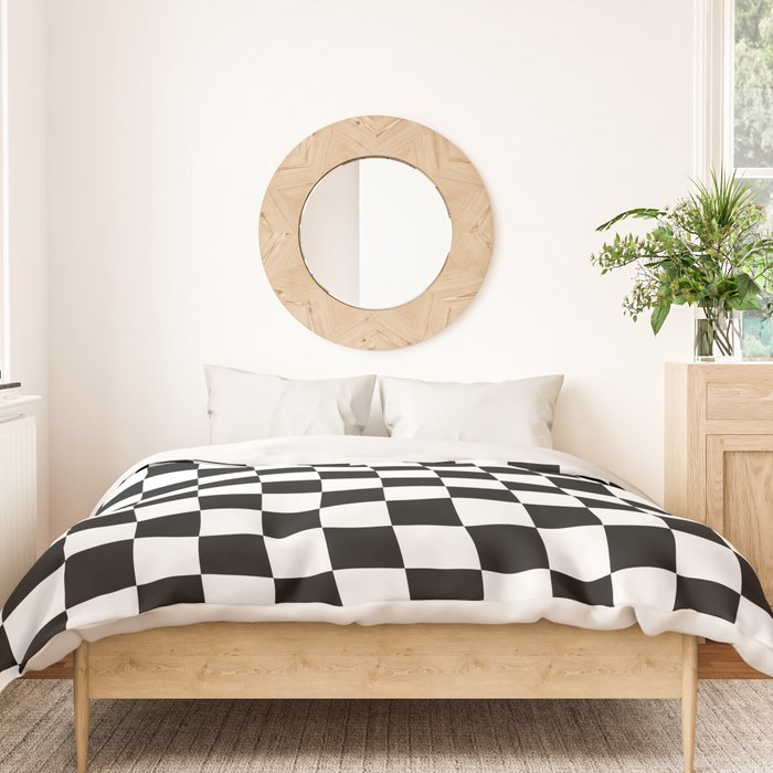 Check Checkered Checkerboard Geometric Black And White Pattern Duvet Cover Gallery Image 3