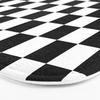 Check Checkered Checkerboard Geometric Black And White Pattern Bath Mat Gallery Image 3