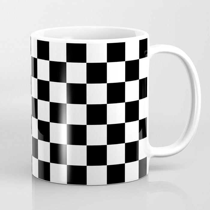 Check Checkered Checkerboard Geometric Black And White Pattern Coffee Mug Gallery Image 1