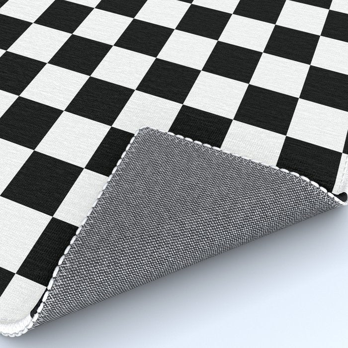 Check Checkered Checkerboard Geometric Black And White Pattern Rug Gallery Image 4