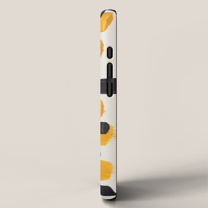 Mid Century Modern Abstract Painting Antique Yellow Black Bumble Bee Stripes iPhone Case Gallery Image 2