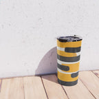 Mid Century Modern Abstract Painting Antique Yellow Black Bumble Bee Stripes Travel Mug Gallery Image 4