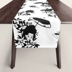 Black and white oriental pattern Table Runner Gallery Image 1
