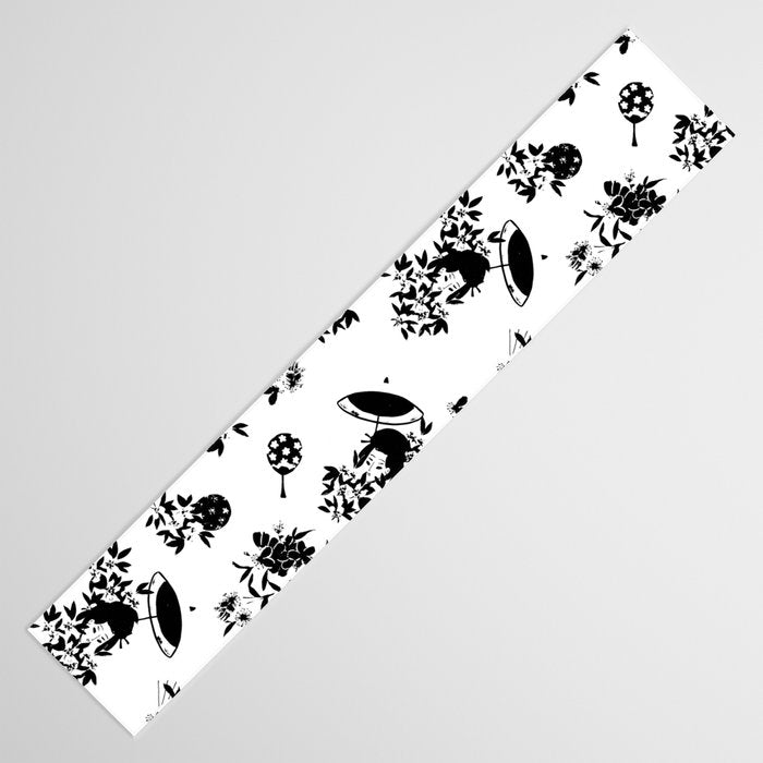 Black and white oriental pattern Table Runner Gallery Image 3