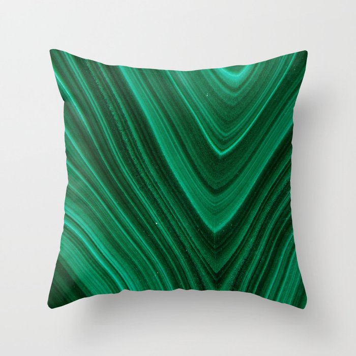Malachite Green Marble Texture Throw Pillow Gallery Image 6
