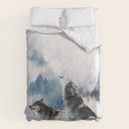 Winter Wolves, Wildlife Wolf Wild Dogs, Snow Full Moon Animals Photography Love Digital Art Comforter Gallery Image 6
