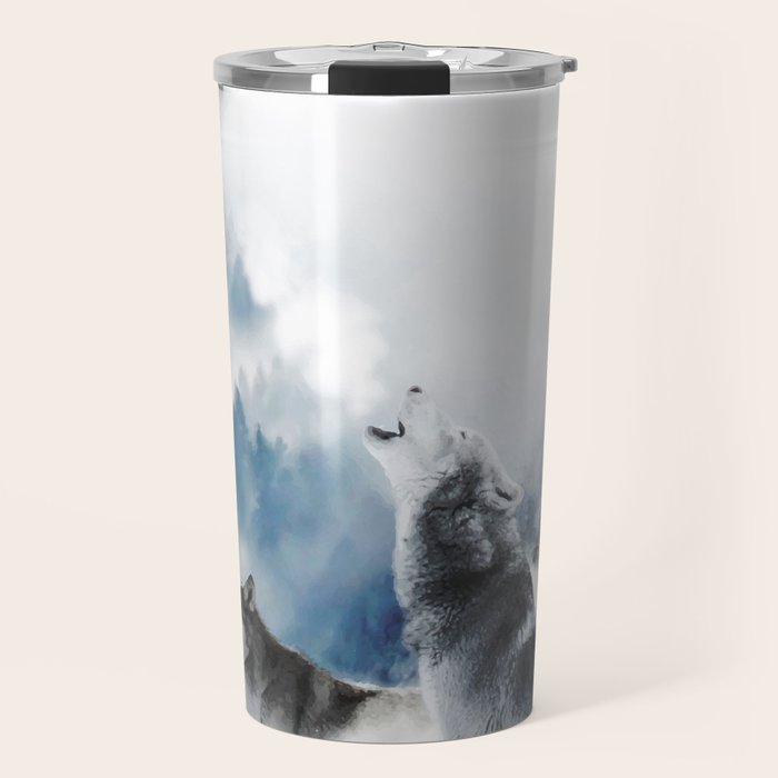 Winter Wolves, Wildlife Wolf Wild Dogs, Snow Full Moon Animals Photography Love Digital Art Travel Mug Gallery Image 1