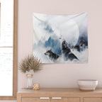 Winter Wolves, Wildlife Wolf Wild Dogs, Snow Full Moon Animals Photography Love Digital Art Wall Tapestry Gallery Image 2